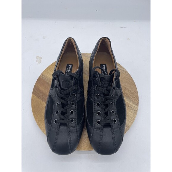 Paul Green Sneakers Womens 7.5 Black Leather Suede Lace Up Comfort Sneakers - Picture 3 of 12